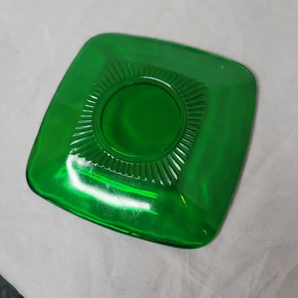 Vintage 1950's Anchor Hocking Charm Forest Green 5 3/4 Depression Glass LOT 3
